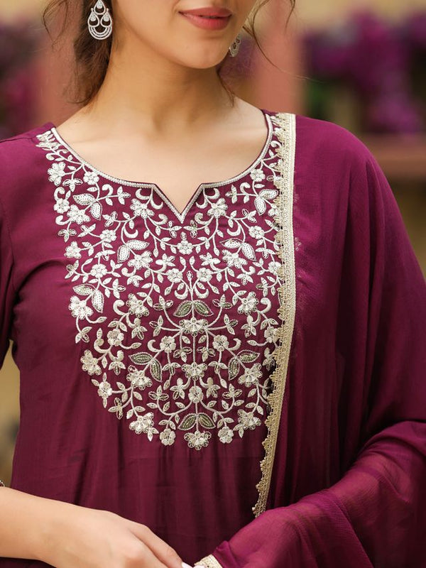 Chanderi Embroidered Yoke