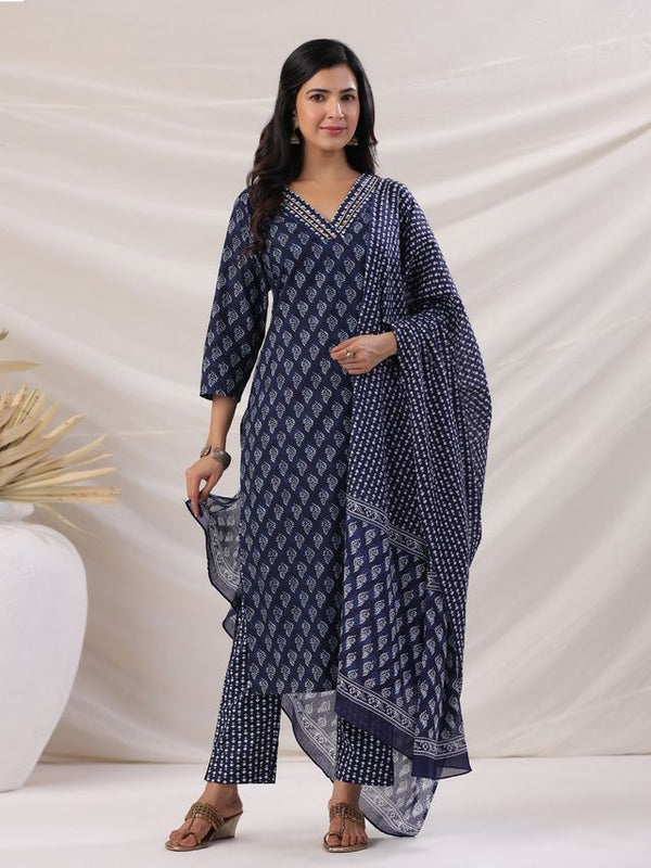 Mill Print 3 Pcs Straight Kurta Set