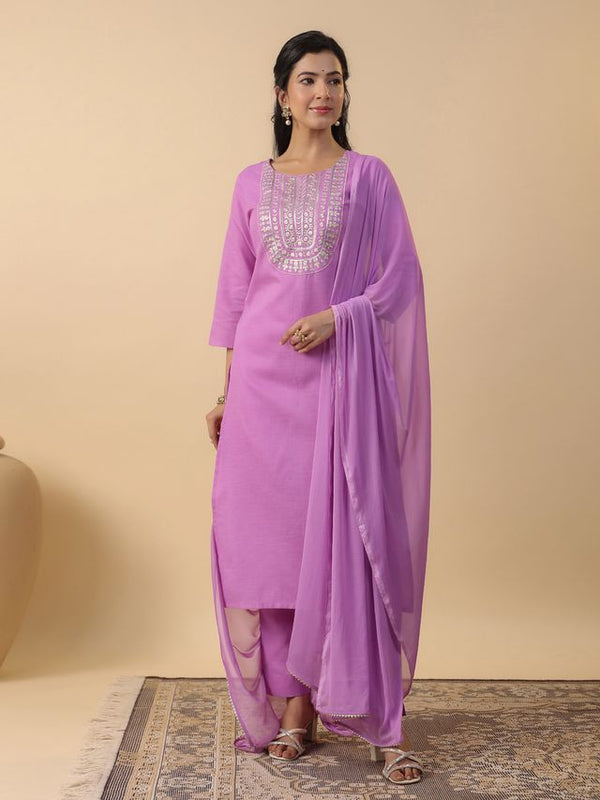 Zari Emb With Nazneen Dupatta Clothsy Fashion Women's Lavender